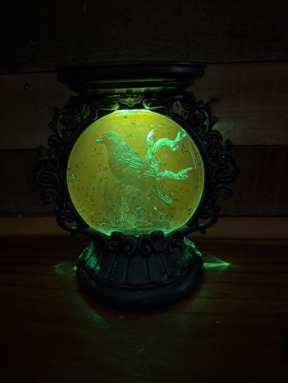 Bath & Body Works 8" Musical Raven Water Globe 3-Wick Candle Holder Halloween
